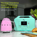 Singo 1000 Portable Power Station powering Smog Mini Retro Kettle
